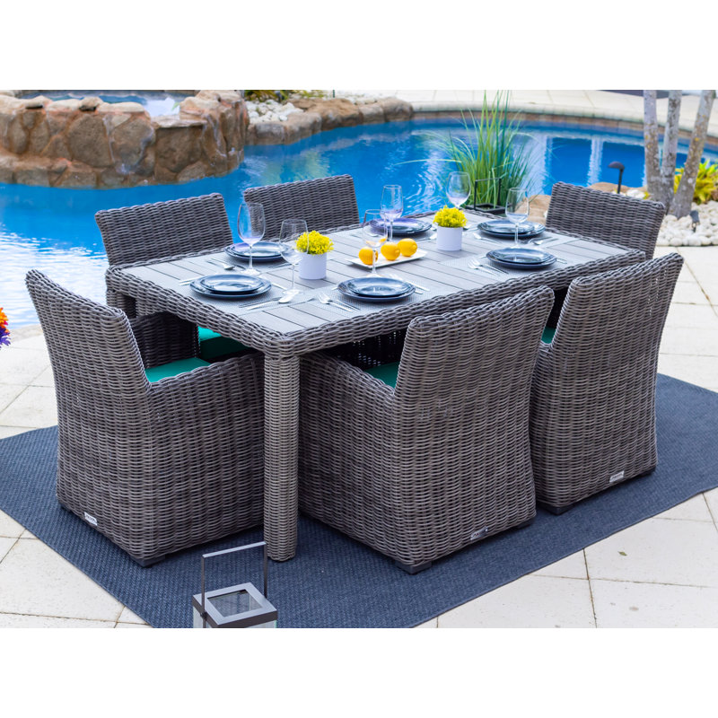Ensemble de table de salle à manger d'extérieur 7 pièces Malmo, Toile Aruba Sunbrella®