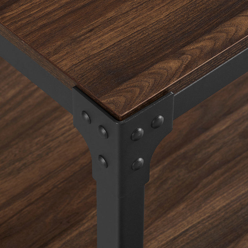 Ensemble de table de bout à 4 pieds avec rangement Gravelle, Noyer foncé