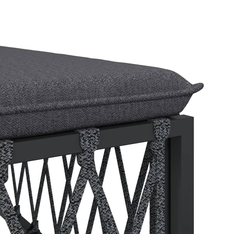 Ensemble de conversation pour 3 personnes avec coussins, Gris anthracite