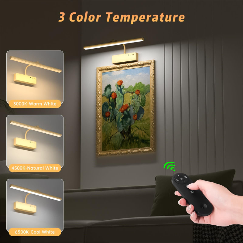 Battery Powered LED Wall Mount Picture Light, Gold