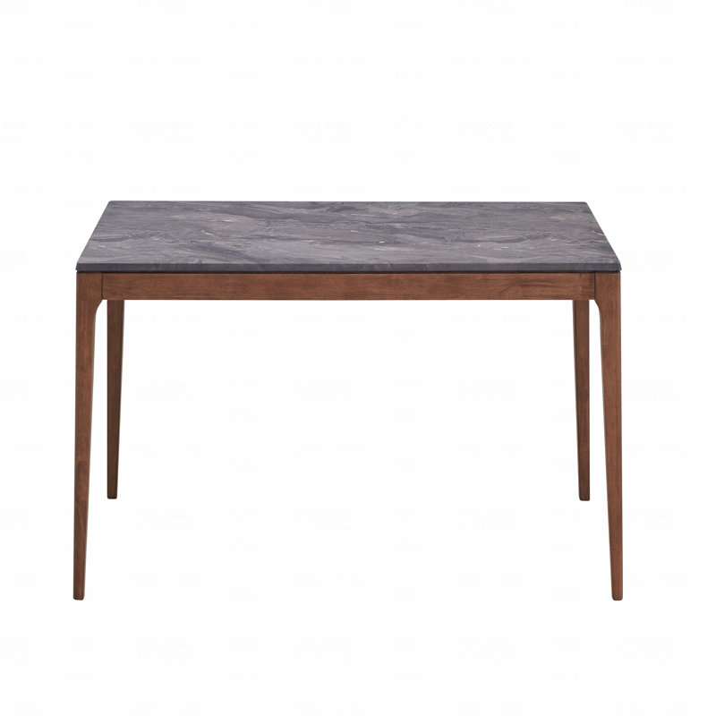 Engineered Stone Top And Walnut Finish Dining Table