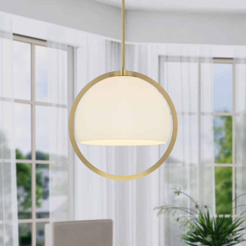 Bailen 1-Light Dimmable Adjustable Pendant, Brushed Gold, 12.5" H x 12" W x 12" D