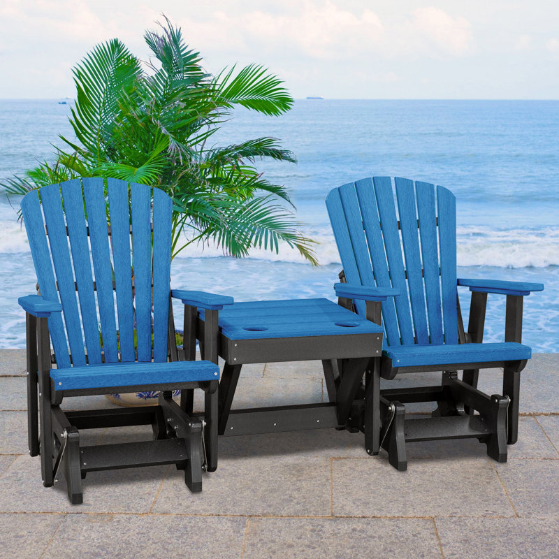 Chaise Adirondack en plastique, Bleu / noir