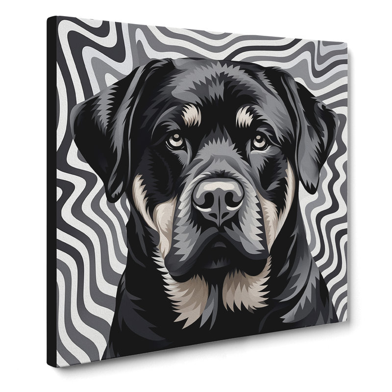 Rottweiler Op Art - Wrapped Canvas - Framed Print, 35cm H x 35cm W x 3cm D