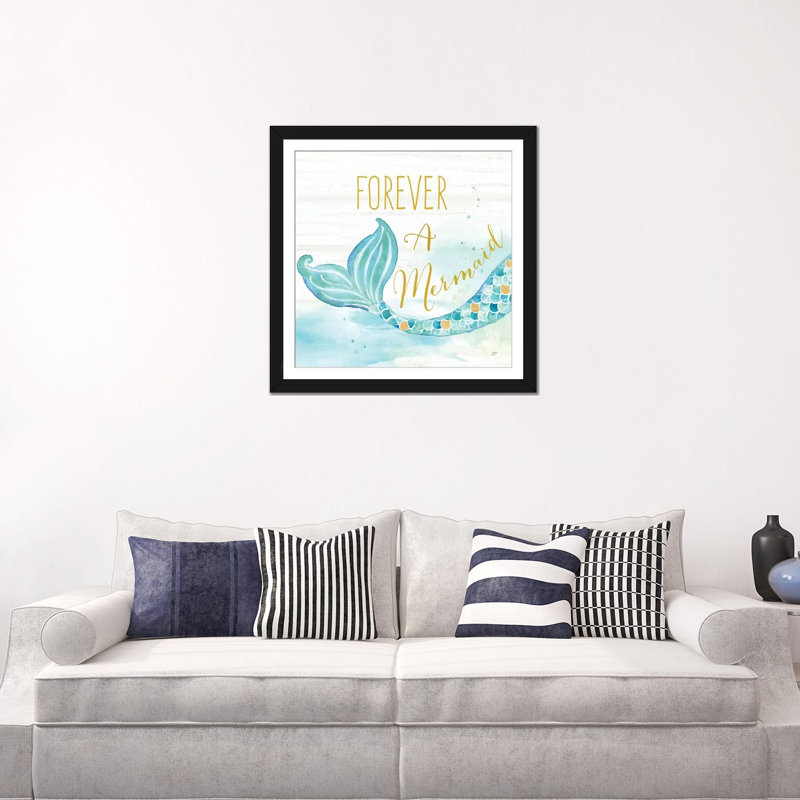 «Mermaid Tale I», impression sur toile, Papier d'art encadré noir, Blanc, H 24 po x l 24 po x P 1 po