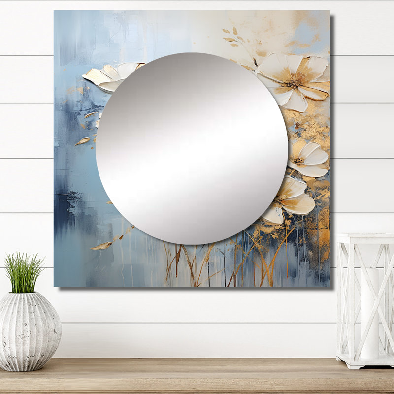 Gahwiler - Miroir carré à motif de fleurs sauvages, 36 po x 36 po