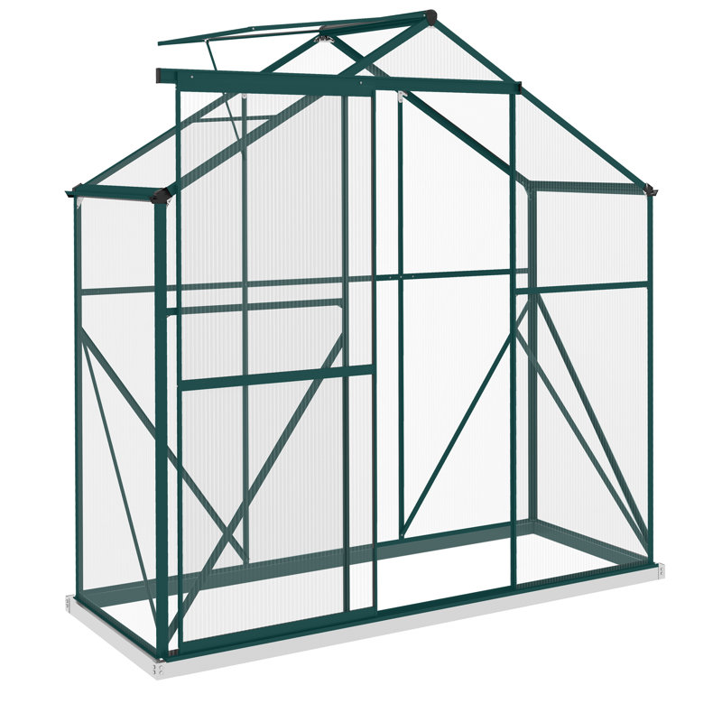 Brydin 6 x 2.5ft Polycarbonate Greenhouse Walk-In Sliding Door, Black