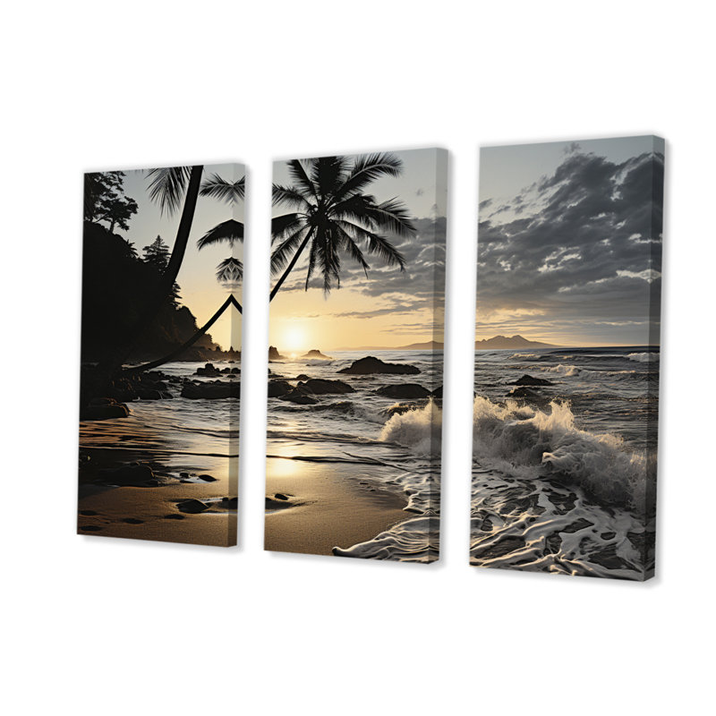 «Beach Photo Tropical Escape IV» sur toile, reproduction de 3 pièces, H 28 po x l 36 po x P 1 po