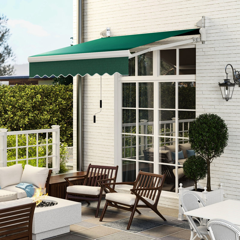 Patio Retractable Awning - Manual Sun Shade For Window. Heat Reduction. Aluminum & Steel. Versatile Installation Exterior Deck Window Screen. Cuts Influx. Steel, . Works On Various Surface