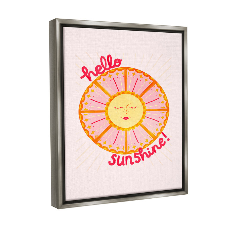 "Geometric Hello Sunshine" par Glad You Here Co. sur toile, Cadre flottant gris lustré, H 31 po x l 25 po