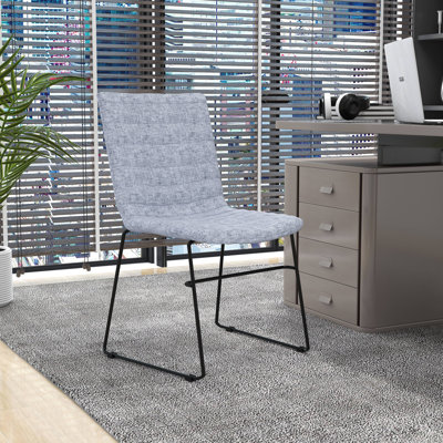 Lagan Leather/Polyester Office Guest Chair – Ergonomic Desk & Conference Seating with Stainless Steel Base, Fixed Arms & Lumbar Support