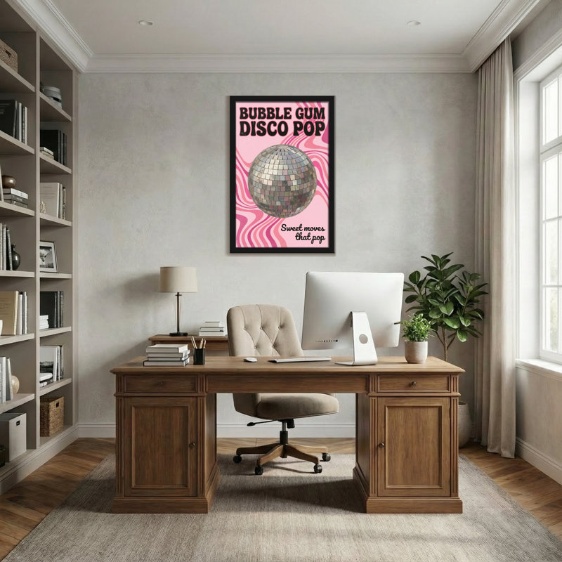 Motif de boule abstraite à tourbillons roses, H 18 po x l 12 po