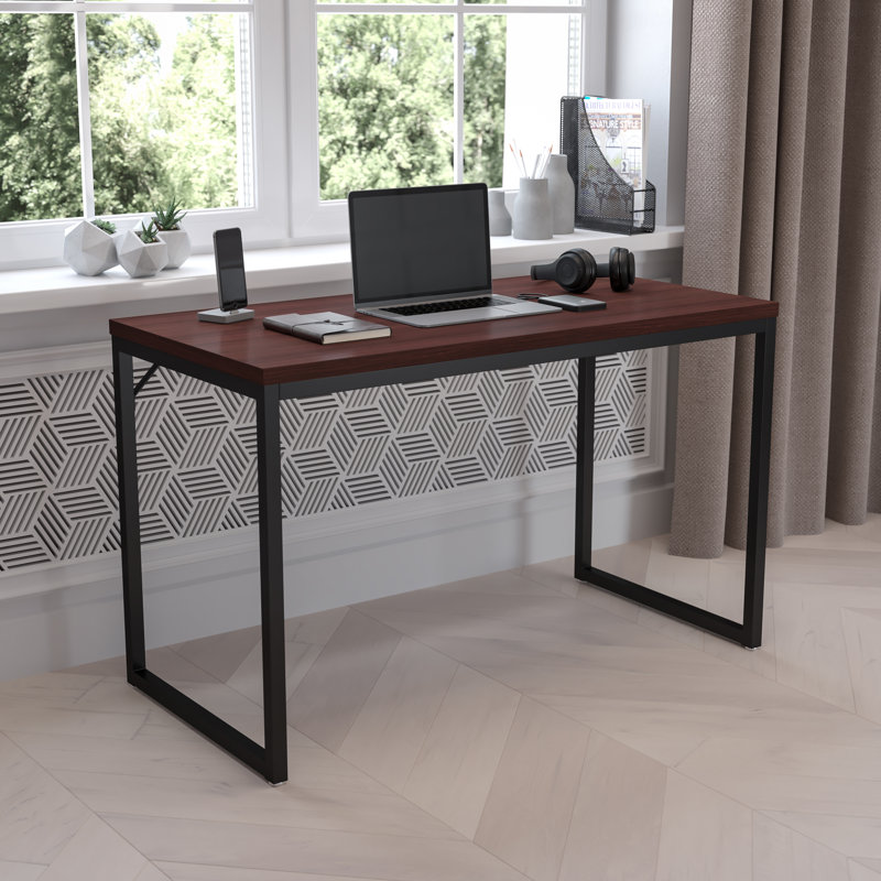 Antawan Commercial Grade Office Computer Desk and Home Office Desk, Mahogany/Black, 29.5" H x 47.25" W x 23.5" D
