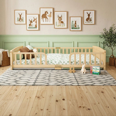 Queen Floor Bed with Guardrails