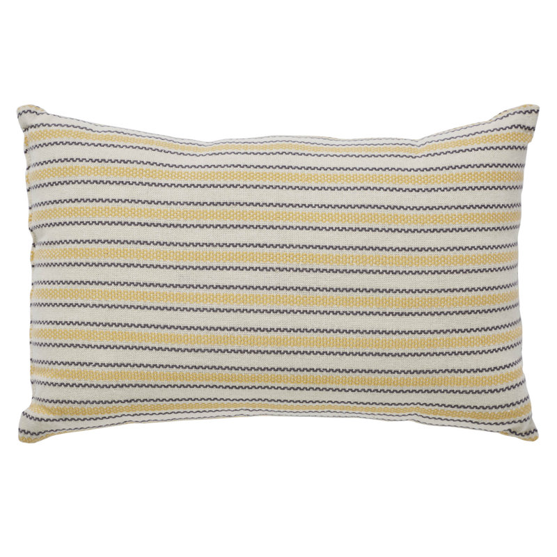 Vintage Yellow and White Cotton Striped Throw Pillow