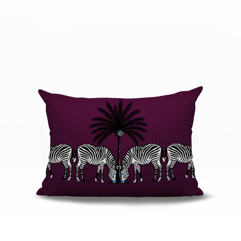 Oreiller rectangulaire réversible intérieur / extérieur Camo Zebra, Mauve, H 18 po x l 25 po