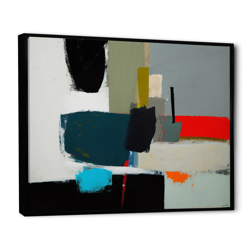 «Touched By Orange II», art mural abstrait sur toile, H 24 po x l 32 po x P 1 po, Cadre flottant noir