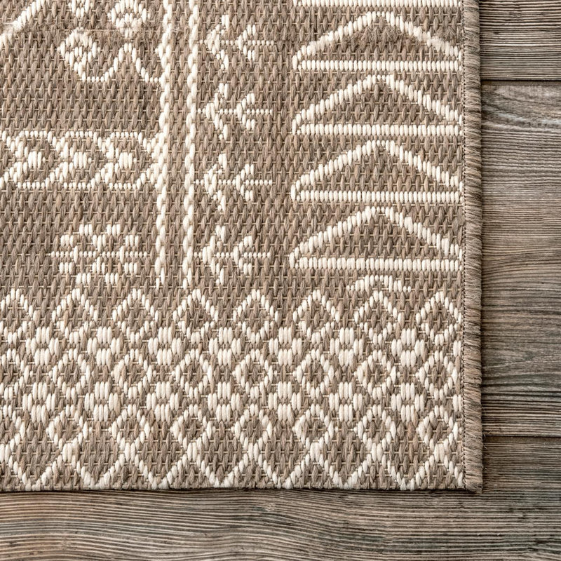 Tapis intérieur / extérieur beige Laramie Southwestern, Rectangle 5 pi 3 po x 7 pi 6 po
