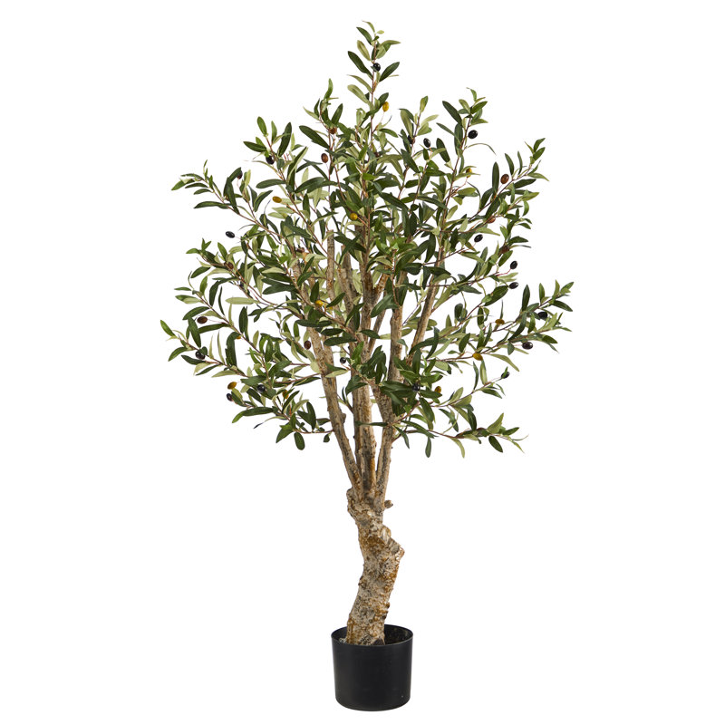 Faux Olive Tree Tree in Pot, 42" H x 18" W x 18" D