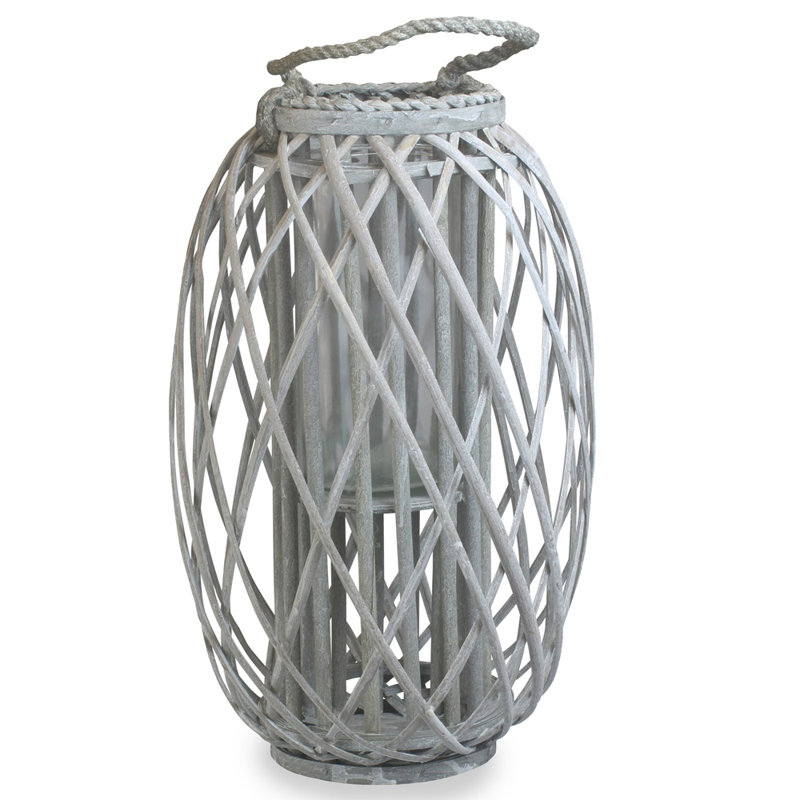 Glass Corner Lantern, Silver, 49cm H x 33cm W x 33cm D