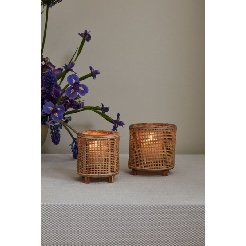 Wood Tabletop Votive Holder, 6.75" H x 6.5" W x 6.5" D