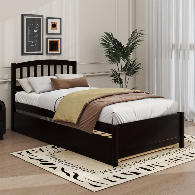 Base de lit simple avec lit gigogne en bois, Espresso