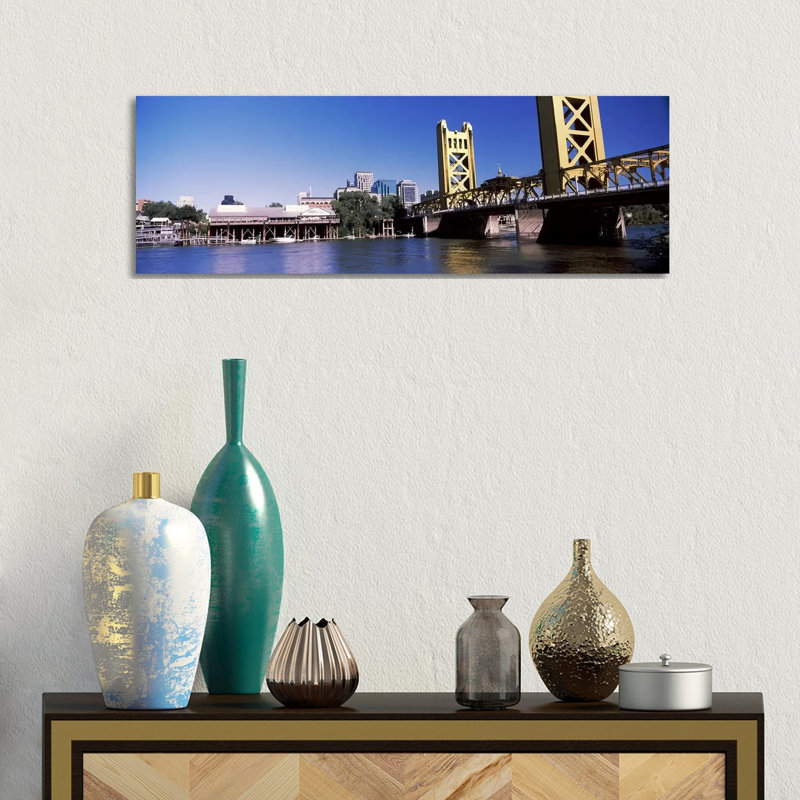 Tower Bridge, Sacramento, CA 1 Piece Wrapped Canvas Panoramic Wall Art, 30.48 cm H x 91.44 cm W x 1.91 cm D