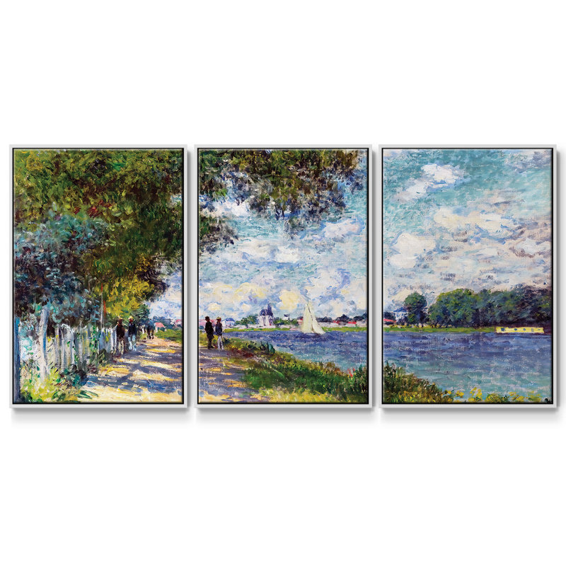 La seine à Argenteuil, 1875, reproduction sur toile 3 pièces, Blanc