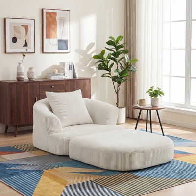Oversized Upholstered Convertible Accent Barrel Chair