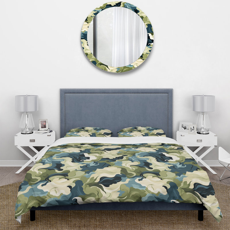 Ensemble de housse de couette Green Nomad Camo Elegance I, Housse de couette pour très grand lit et 2 très