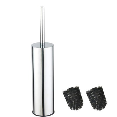 Stainless Steel Toilet Brush Long Bucket Stand Round Toilet Brush with Holder