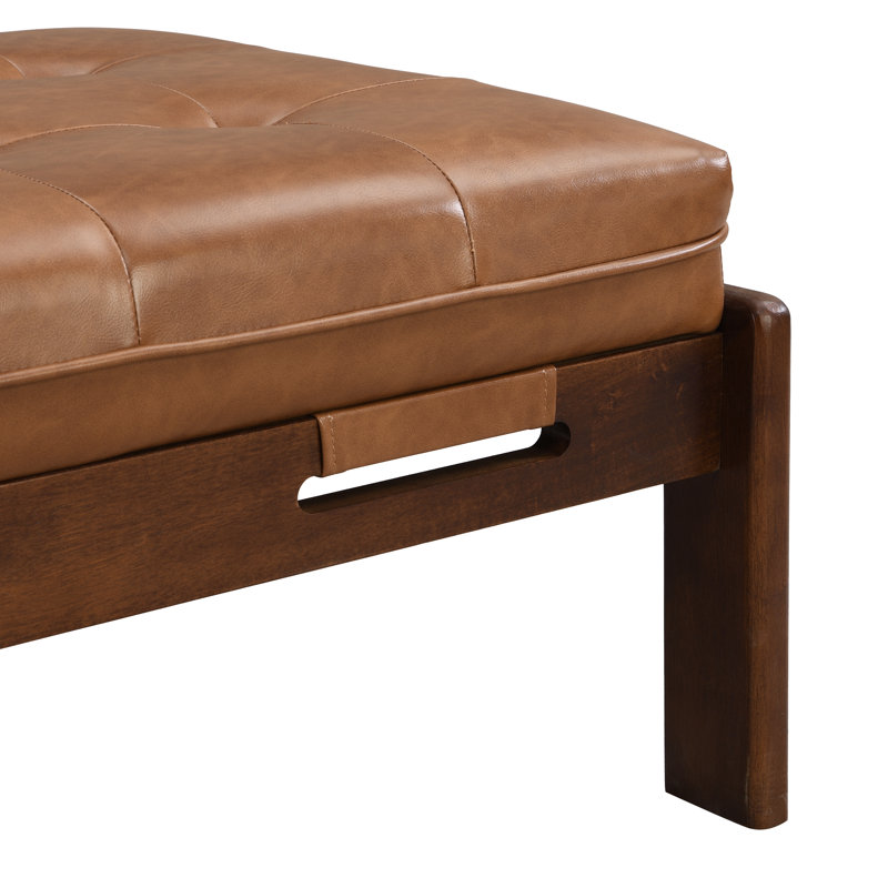 Izaic 48.4" Rectangle Tufted Upholstered Cocktail Ottoman, Walnut/Brown