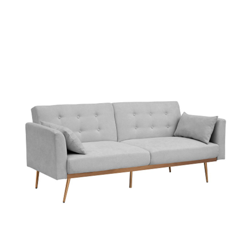 Upholstered 78'' Sleeper Sofa, Light Gray 100% Cotton