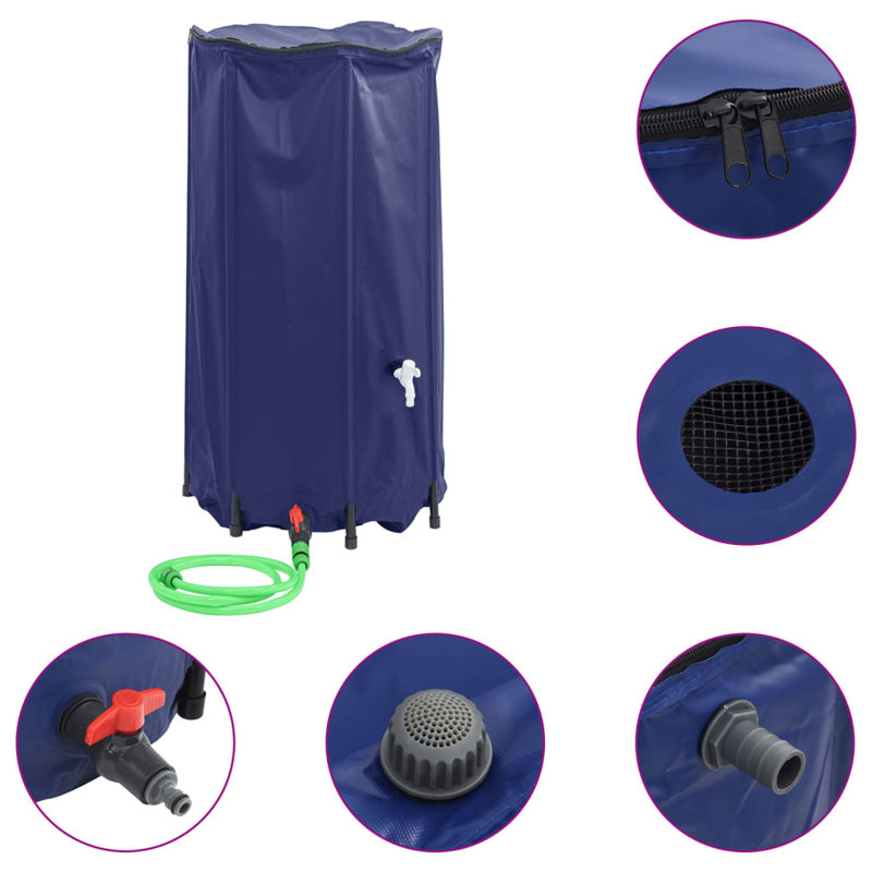 Dakota Fields Plastic Rain Barrel, Blue, 250 L