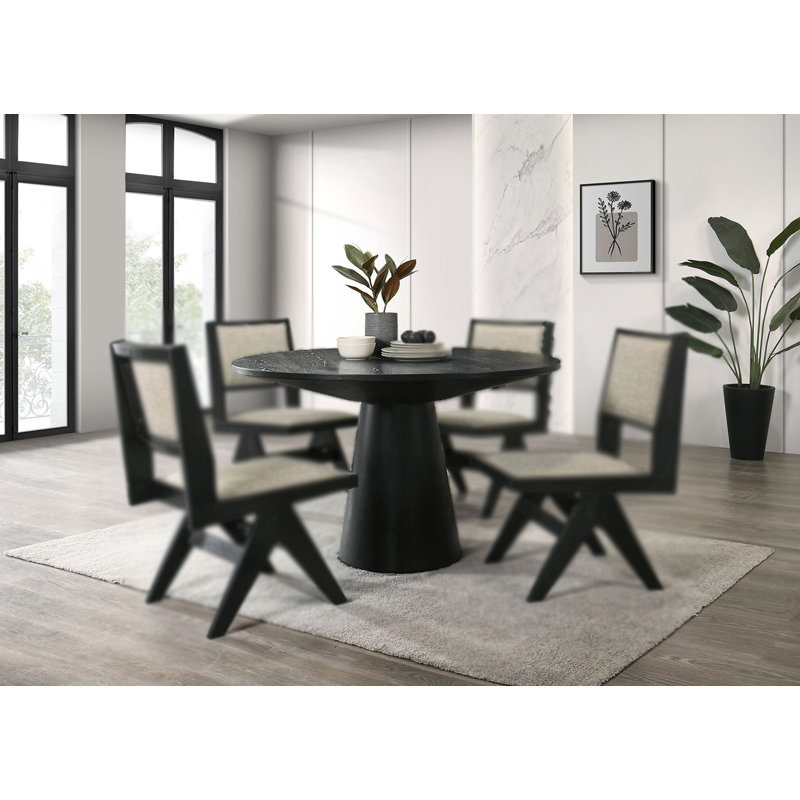 Table de salle à manger ronde contemporaine l 48,4 po, noir, H 30,50 po x L 48,4 po x l 48,4 po