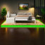 Lit escamotable peu encombrant avec canapé, panneau de fibres à densité moyenne et lin, style moderne pour les maisons compactes
