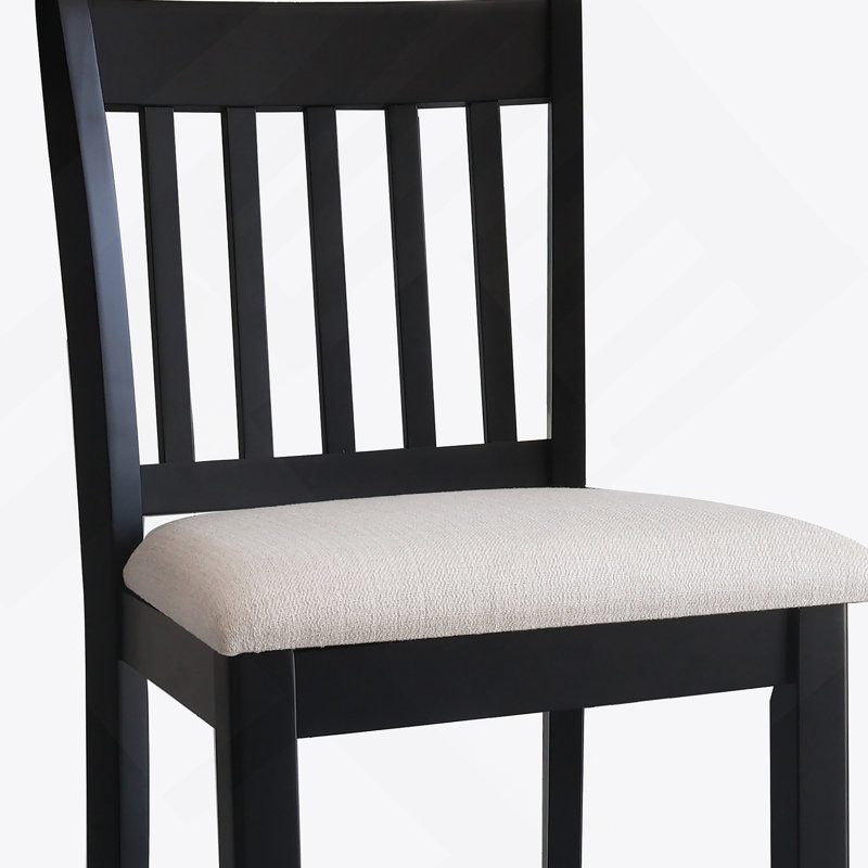 Ensemble de 2 chaises décontractées à finition noire en bois d'hévéa