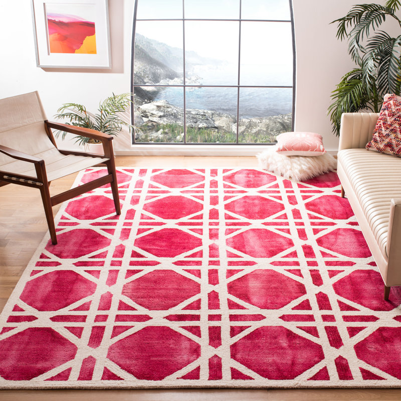 Brynja Hand Tufted Wool Geometric Rug, Rectangle 5' x 8'