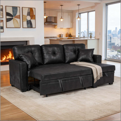 L-Shaped Sleeper Sectional with Pull-Out Bed and Storage Chaise