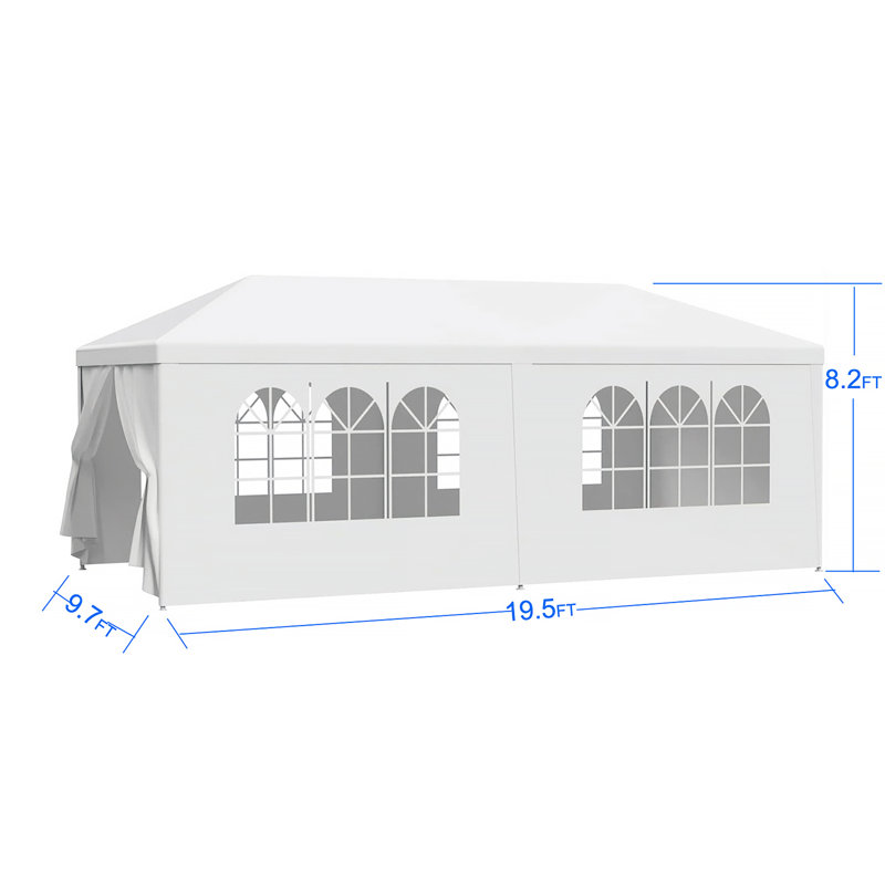 Pavillon de jardin 10 pi x 20 pi avec 6 parois latérales amovibles