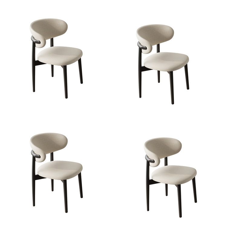 Chaise d'appoint rembourrée en bois massif et blanc Sachelle, pieds noirs, 4, Noir
