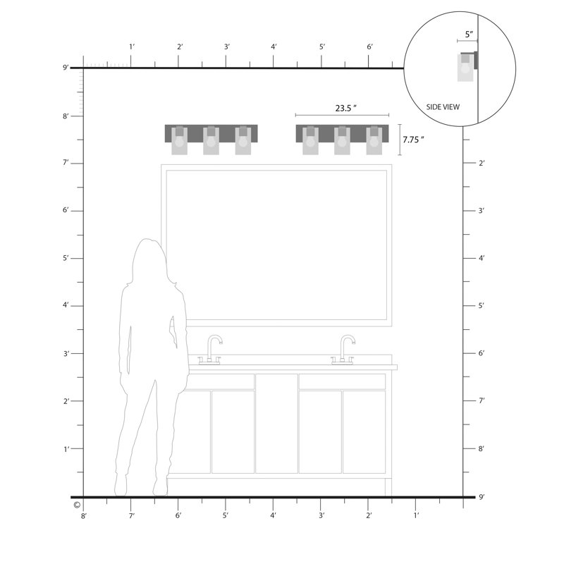 Yvelisse 3 - Light Dimmable Bath Bar