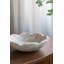 D10X3" Cream Marble Bowl With Scalloped Design And Subtle Gold Detailing
