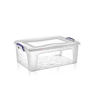 Homz 3421CLRDDC.02 Large 41 Quart Clear Plastic Under Bed Stackable Holiday  Storage Container with Red Snap Lock Lid, 2 Pack