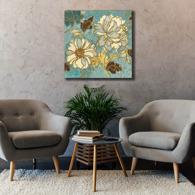  «Sophias Flowers 1 Blue» par Wild Apple Portfolio, art mural sur toile, 37 po x 37 po, H 37 po x l 37 po