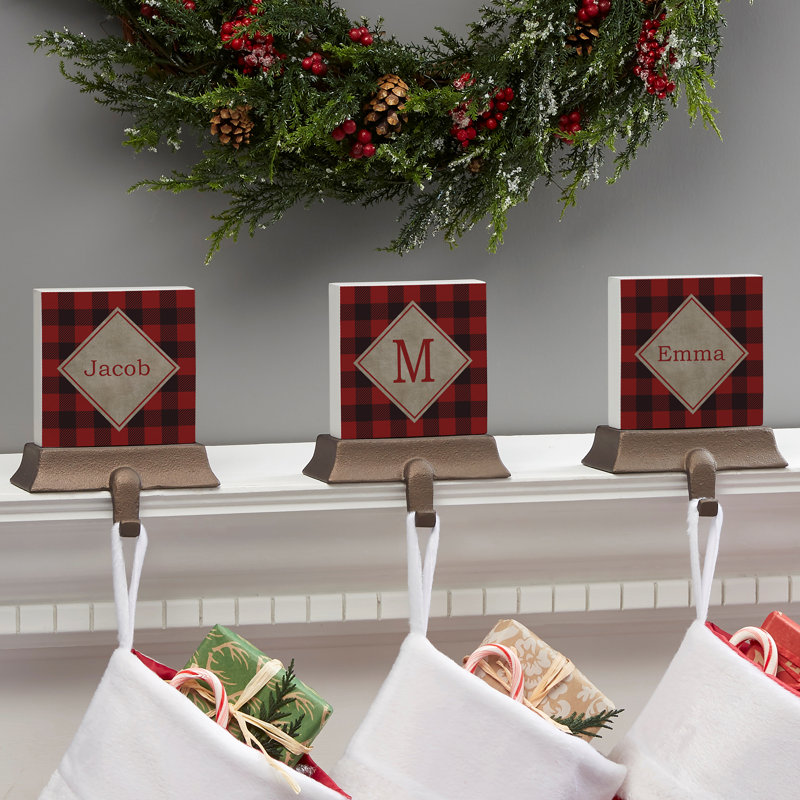 Cozy Cabin Personalized Buffalo Check Stocking Holder, Yes