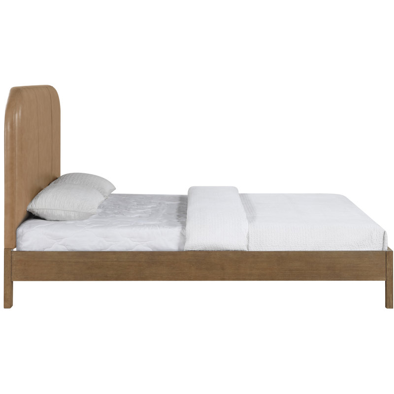 Lit tapissier en cuir Caswell, Queen, Brown