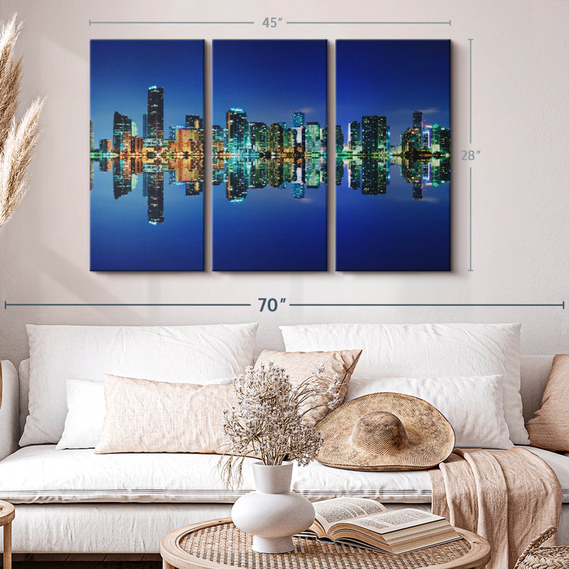 " Miami Night Skyline " on, 28" H x 45" W