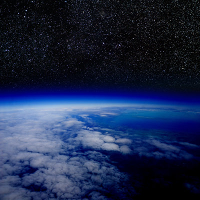 High Altitude View Of Stars Above The Earth. 1 Piece Wrapped Canvas Wall Art