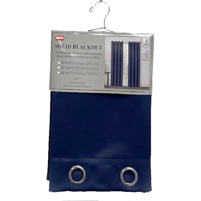 Paire de rideaux occultant en polyester Kinard, Bleu marine, L 52 po x L 95 po